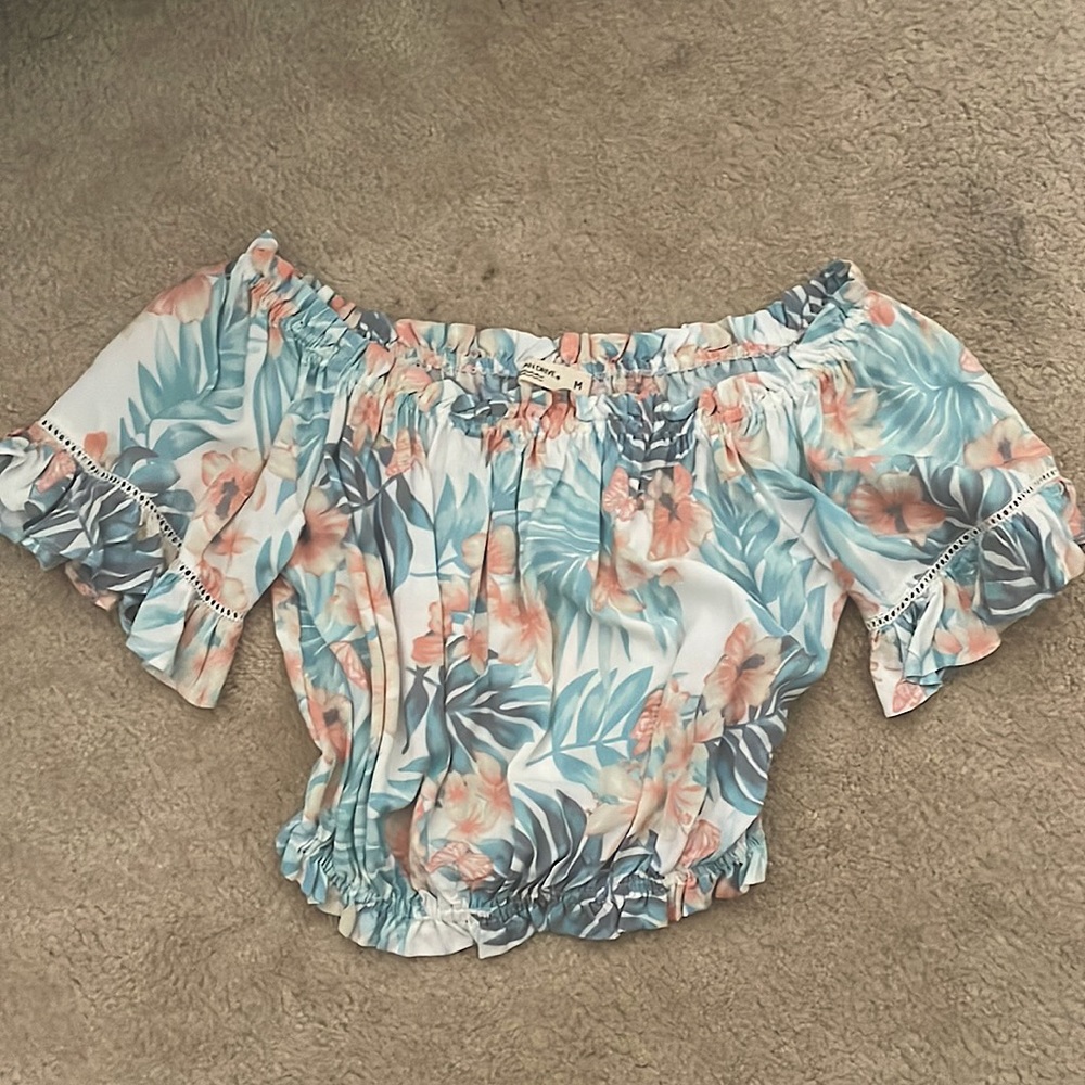 Cute Ocean Drive crop top. Blue, white, pink, etc.